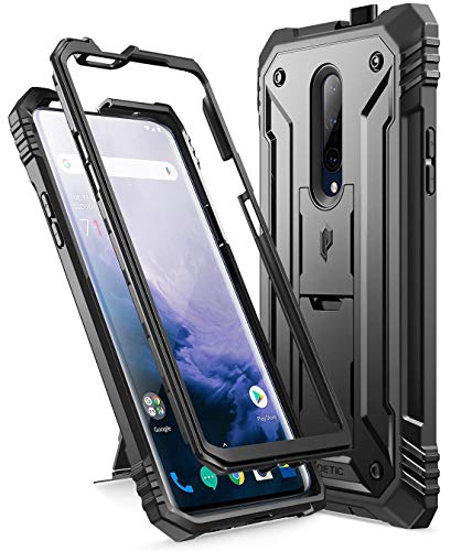 Product Cover Poetic OnePlus 7 Pro Rugged Case with Kickstand, Full-Body Dual-Layer Shockproof Protective Cover, Built-in-Screen Protector, Revolution Series, for OnePlus 7 Pro (2019 Release), Black