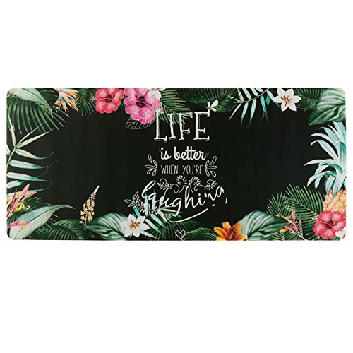 Product Cover Large Gaming Mouse Pad,HAOCOO Extended Computer Keyboard Desk Pad Mat Waterproof Soft Non-Slip Rubber Base with Stitched Edges for Office Gaming Home 35.4×15.7 inches (Tropical Plants)