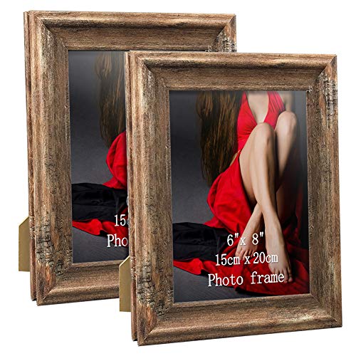 Product Cover Artsay 6x8 Picture Frames Rustic Distressed Photo Frame, Wall and Tabletop, Brown, 2 Pack