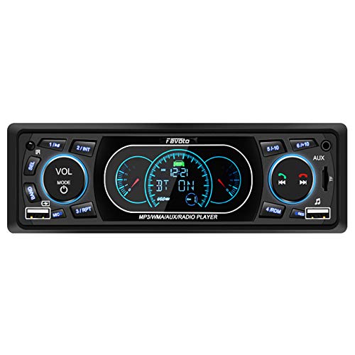 Product Cover Favoto Car Stereo with Blueooth Single Din Uiversal in-Dash Head Unit Car Deck Car Radio MP3 Player Digital Media Receivers Handsfree Call USB TF FM AUX DC 12V Wireless Remote