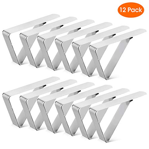 Product Cover 12Pack Tablecloth Clips, Picnic Table Clip, Outdoor Indoor Table Cover Clamps, Stainless Steel Table Cloth Holders for Party, Camping, Wedding
