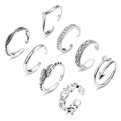 Product Cover Finrezio 8Pcs Open Toe Rings for Women Girls Adjustable Tail Ring Flower Knot Simple Toe Ring Gifts Jewelry Set