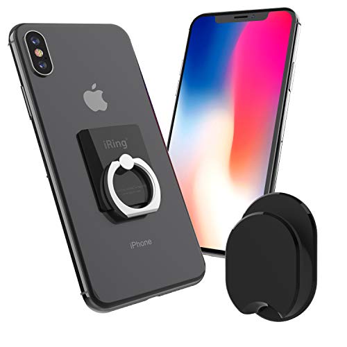 Product Cover AAUXX iRing with Mount Hook Set Cell Phone Grip and Finger Holder for car and Office. Ring Stand Accessory for iPhone, Samsung, Other Android Smartphones and Tablets.