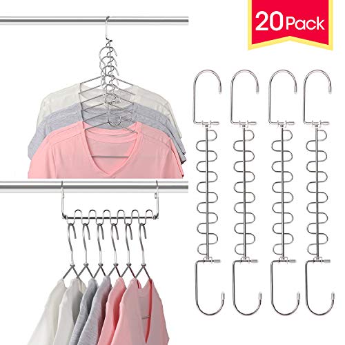 Product Cover Giftol Metal Space Saving Hangers 12 Slots New Version Hanger Magic Cascading Hanger Closet Wardrobe Clothes Organizer(20 Pack)