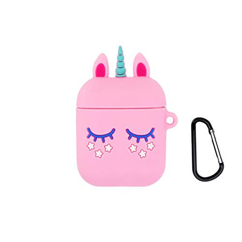 Product Cover Awin Case for Airpods Case,AirPods 2 Case,Airpods Accessories,Airpods Skin,Cute Cartoon Pink Unicorn Silicone Girls Kids Protective Case Compatible for Airpods 1 & 2 Charging Case (Pink Unicorn)