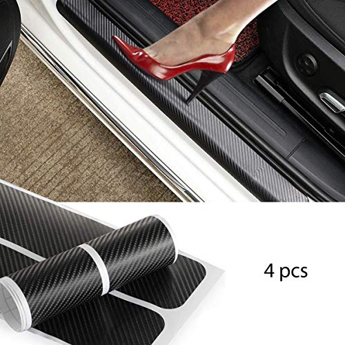 Product Cover KolorFish 4pcs Carbon Fibre Sticker Car Door Sill Scuff Guard, Welcome Pedal Protect, Anti-Kick Scratch for Cars Doors