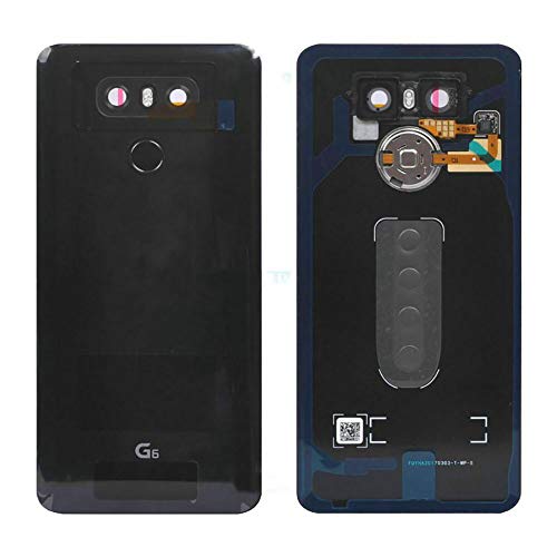 Product Cover BSDTECH for G6 Glass Battery Back Cover,Waterproof Battery Door Cove+Camera Lens Cover/Full Assembly Replacement Parts with Fingerprint for LG G6 H871 H872 US997 VS998 LS993 (Black)