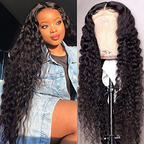 Product Cover CYNOSURE Deep Wave Lace Front Wigs Human Hair Pre Plucked 13x6 Brazilian Human Hair Wigs for Black Women with Baby Hair 150% Density(14, Deep Wave Wig)