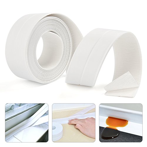 Product Cover OFNMY Caulk Strip PE Self Adhesive Tape for Bathtub Bathroom Shower Toilet Kitchen and Wall Sealing (3.8cm x3.3m 1 Pack, White)
