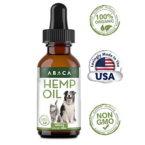 Product Cover Hemp Oil for Dogs & Cats - 1000mg - Dog Anxiety Relief - 100% Organic Dog Hemp Oil - Dog Calming Aid - Cat Calming - All Natural Hemp Oil - Pain Relief for Dogs - Improves Dog Anxiety & Cat Anxiety