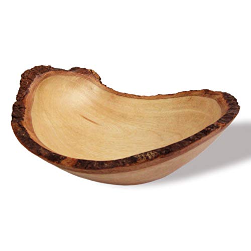 Product Cover roro Handcarved Rustic Bark Round Wood Bowl, Live-Edge (Small 6 Inch)