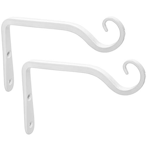 Product Cover Mkono 2 Pack Wall Hook Hanging Plant Bracket Decorative Straight Plant Hanger for Bird Feeders, Planters, Lanterns, Wind Chimes Indoor Outdoor, White,6 inch