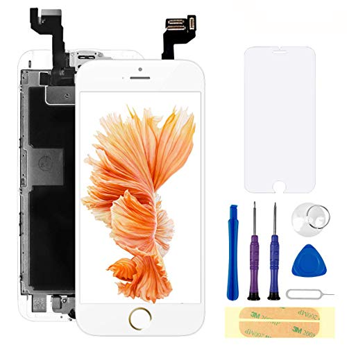 Product Cover Compatible with iPhone 6S Screen Replacement White 4.7 Inch Full Assembly LCD Display Digitizer with Front Camera, Ear Speaker, Proximity Sensor and Repair Tool Kit (A1700, A1688,A1633)