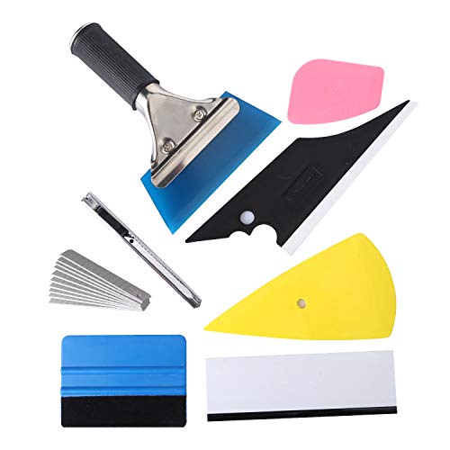 Product Cover Car Window Film Tinting Tools, Auto Vinyl Wrap Installation Kit, Precut/Auto Window Tint Kit, 8 in 1 Kit with Felt Squeegee&Felts, Window Tint Squeegee, Vinyl Squeegee, Utility Knife&Blades