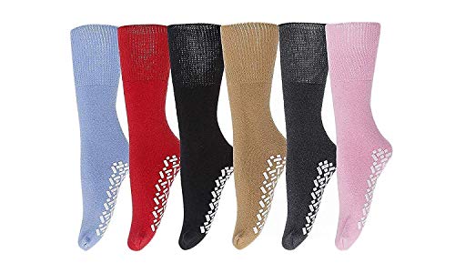 Product Cover excell Mens & Womens Non Skid/Slip Diabetic Medical Socks, Cotton With Rubber Gripper Bottom, Assorted Colors