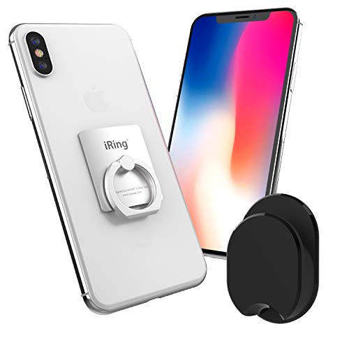 Product Cover AAUXX iRing with Mount Hook Set Cell Phone Grip and Finger Holder for car and Office. Ring Stand Accessory for iPhone, Samsung, Other Android Smartphones and Tablets.