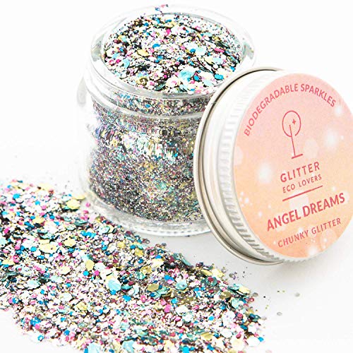 Product Cover Angel Dreams biodegradable chunky eco glitter (8g) by Glitter Eco Lovers. Glitter for face, body and hair Rave-Festival-Party