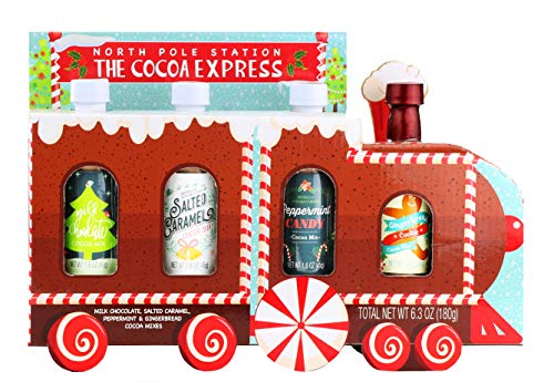 Product Cover Thoughtfully Gifts, Cocoa Train, Hot Cocoa Gift Set, 1.6 Ounces Each, Includes 4 Delightful Flavors Like Gingerbread, Salted Caramel, and More, Set of 4