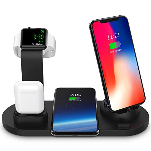 Product Cover SODYSNAY Wireless Charger, 3 in 1 Wireless Charging Dock for Apple Watch and Airpods, Charging Station for Multiple Devices, Qi Fast Wireless Charging Stand Compatible iPhone X/XS/XR/Xs Max/8/8 Plus