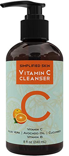 Product Cover Vitamin C Facial Cleanser (8 oz) Gel for Daily Anti-Aging & Acne Treatment. Clear Pores on Oily, Dry & Sensitive Skin. Best Natural Makeup Removing Face Wash by Simplified Skin