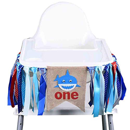 Product Cover Samahara Baby Shark Party Supplies One Birthday Party High Chair Banner Garland 1st Baby Boy Party Decorations
