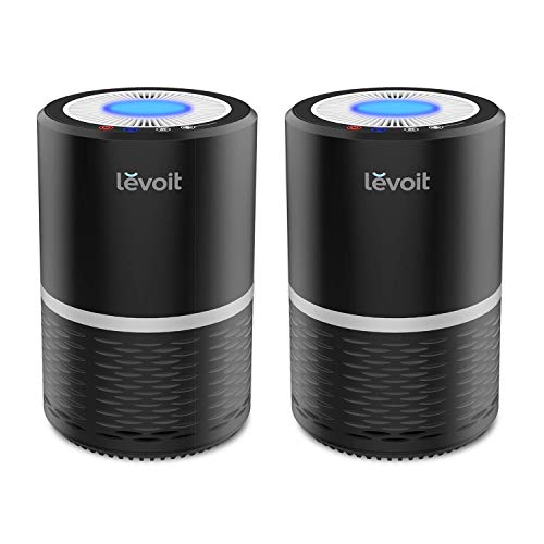 Product Cover LEVOIT Air Purifier for Home Smokers Allergies and Pets Hair, True HEPA Filter, Quiet in Bedroom,Filtration System Eliminators, Odor Smoke Dust Mold, Night Light, 2-Yr Warranty, LV-H132, Black, 2PACK