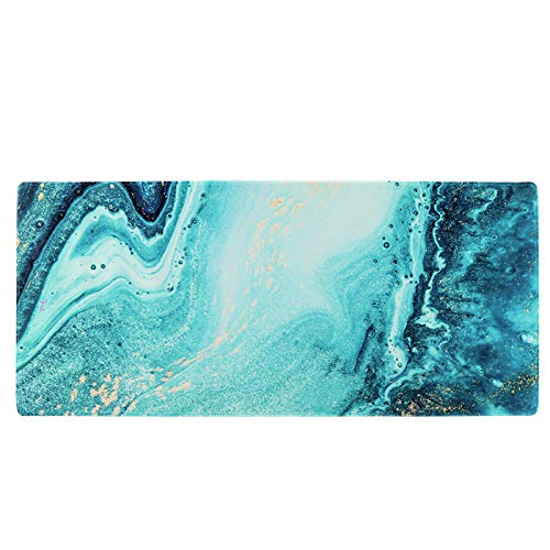 Product Cover Large Gaming Mouse Pad,HAOCOO Extended Computer Keyboard Desk Pad Mat Waterproof Soft Non-Slip Rubber Base with Stitched Edges for Office Gaming Home 35.4×15.7 inches (Turquoise Marble)