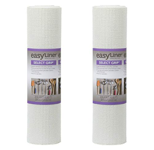 Product Cover Duck 281877 Select Grip EasyLiner Non-Adhesive Shelf and Drawer Liner 20-Inch x 24-Foot, White, 2 Rolls
