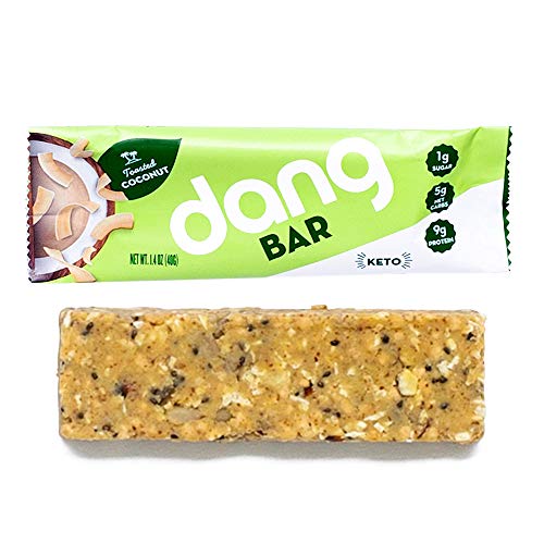 Product Cover Dang Keto Bar | Toasted Coconut | 12 Pack | Keto Certified, Vegan, Low Carb, Low Sugar, Plant Based, Non GMO, Gluten Free Snacks | 5g Net Carbs, 9g Protein, No Added Sugars
