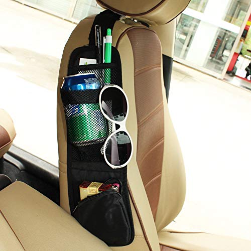 Product Cover KolorFish Universal Car Seat Storage Organizer - Portable Hanging Storage Bag with Multi-Pocket Mesh - Cell Phone Sun Glasses Drinks Holder Travel Organizer (1 Pc) Black