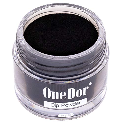 Product Cover OneDor Nail Dip Dipping Powder - Acrylic Color Pigment Powders Pro Collection System, 1 Oz. (12 - Black)