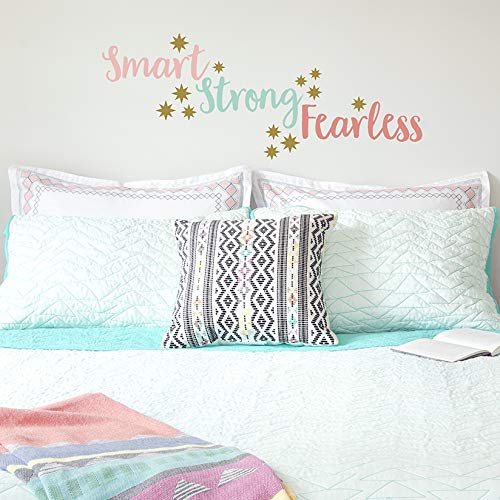 Product Cover Paper Riot Co. Wall Decor - Inspirational Quote. Peel and Stick Wall Decals - Easy to Remove Vinyl Quote - Smart Strong Fearless. DIY Decoration.