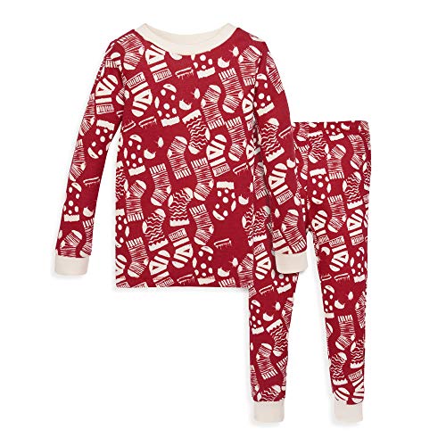 Product Cover Burt's Bees Baby Baby Pajamas, Tee and Pant 2-Piece PJ Set, 100% Organic Cotton, Holiday Stockings, 3 Toddler