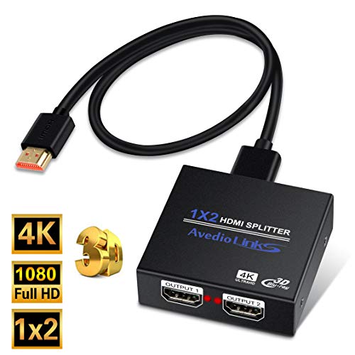Product Cover HDMI Splitter 1 in 2 Out, NEWCARE 1x2 Hdmi Splitter Supports Full HD 4K @ 30HZ & 3840×2160P & 3D for Xbox PS4/ 3 Roku Blu-Ray Player Fire TV (Included High Speed HDMI Cable) (Black)