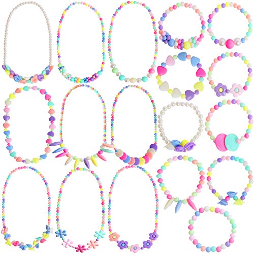 Product Cover Outee 18 Pcs Girls Play Jewelry Princess Necklace Bracelet Toddler Costume Jewelry Set Jewelry Girls Play Dress Up Pretend Play Jewelry Kit Party Favors