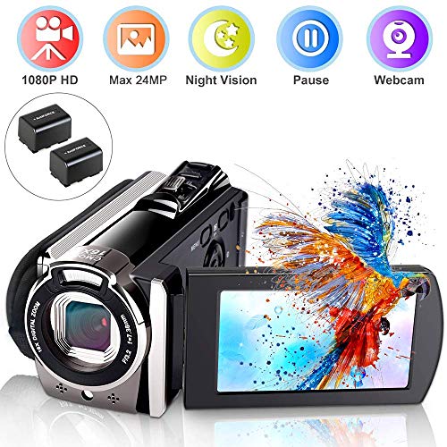 Product Cover Video Camera Camcorder, Ifmeyasi Digital YouTube Vlogging Camera Recorder, Full HD 1080P 15FPS 24MP 3.0