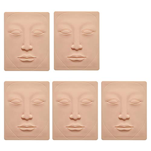 Product Cover Tattoo Skin Practice 5pcs 3D Microblading Practice Skin For Face Permanent Makeup Face Silicone Skin Tattoo Training by Micro-Blading And Needling,Fake Skin Sheets For Beginners