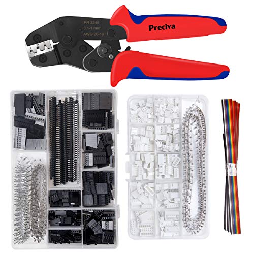 Product Cover Crimping Tool Kit, Preciva Dupont Ratcheting Crimper Plier Set with 1550PCS 2.54mm Dupont Connectors and 460pcs 2.54mm JST-XH Connectors for AWG 26-18(0.1-1mm²)