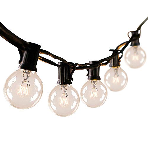 Product Cover Grezea Globe String Lights G40 25Ft with 25+2 Clear Bulbs Patio Lights for Indoor Outdoor Commercial Decor Camper Party Wedding Christmas Garden Backyard Balcony Deck Yard Pergola Gazebo, Black