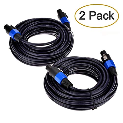 Product Cover Dekomusic 2Pack 25 ft Male Speakon to Speakon Cables, Professional 12 Guage AWG Audio Cord DJ Speaker Cable Wire with Twist Lock - 2 Conductor.