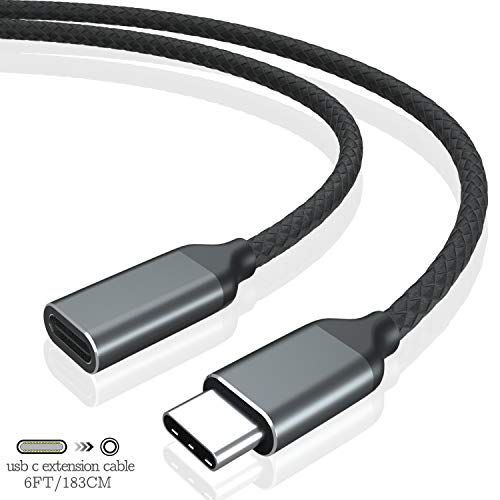 Product Cover HUIRID USB-C Extension Cable, USB Type C 3.1 Fast Charging & Audio/Video Sync Transfer Data Extend Cord Compatible for Nintendo Switch Thunderbolt 3 Pixel 2/3/xl/xxl MacBook Pro, Huawei p30. (6FT)