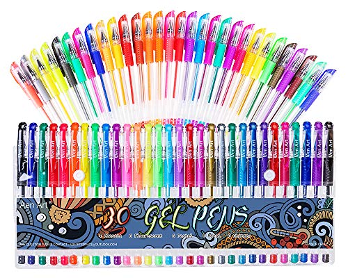 Product Cover Gel Pens 30 Colors Gel Marker Set Colored Pen with 40% More Ink for Adult Coloring Books Drawing Doodling Crafts Scrapbooks Bullet Journaling