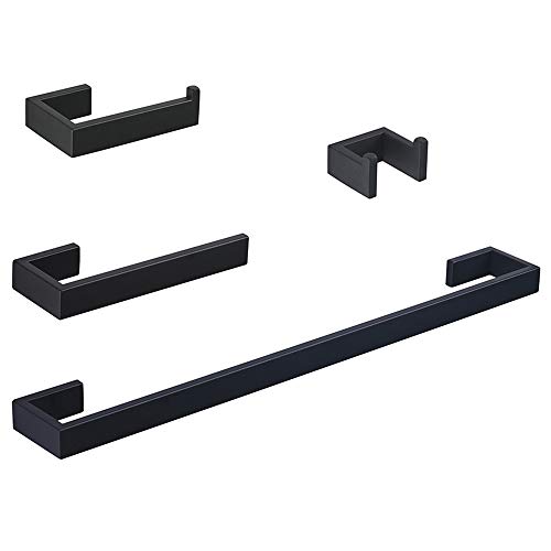 Product Cover RUGUS Modern Bathroom Accessories- 4-Piece Bath Hardware Towel Bar Accessory Set-SUS 304 Stainless Steel，Matte Black