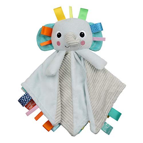 Product Cover Bright Starts Cuddle 'n Tags 2-Sided Lovie Soothing Blanket, Elephant, Newborn +