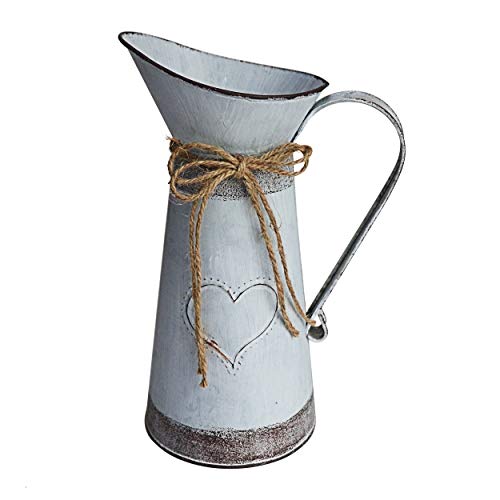 Product Cover MISIXILE Rustic Metal Farmhouse Pitcher Vase, Primitive Milk Jug Flower Vase Shabby Chic Vase for Home Decor -10.6