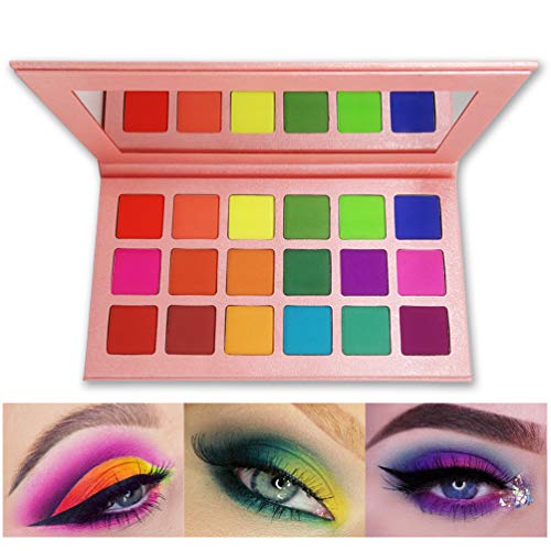 Product Cover Matte Eyeshadow Palette, FindinBeauty 18 Bright Colors Highly Pigmented Makeup Eye Shadow - Professional Vegan Long lasting No Shimmer Silky Powder Rainbow Shades Cosmetics Set(Colorful) ...