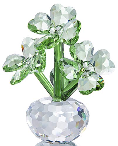 Product Cover Qf Crystal Flower Dreams Four-Leaf Clover Figurine Collectibles Crystal Ornament
