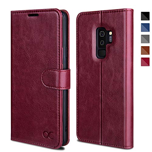 Product Cover OCASE Samsung Galaxy S9 Plus Case, S9 Plus Wallet Case [TPU Shockproof Interior Protective Case] [Card Slot] [Kickstand] [Magnetic Closure] Leather Flip Case for Samsung Galaxy S9 Plus (Burgundy)