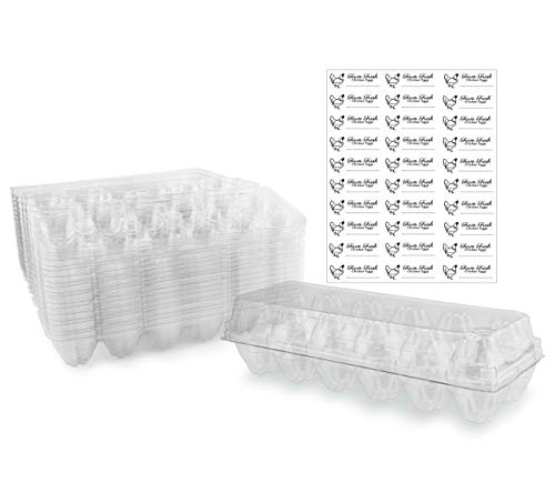 Product Cover Clear Plastic Egg Cartons (20-Pack); Tri-Fold Containers for One Dozen Eggs