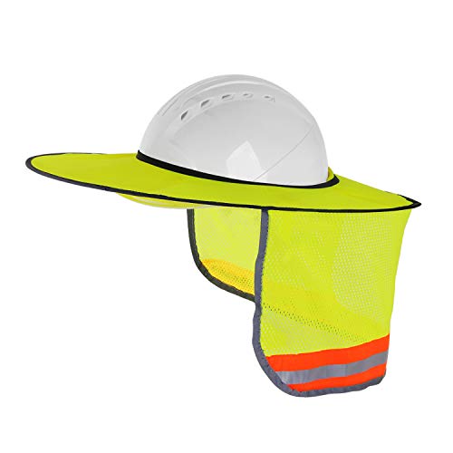 Product Cover Hard Hat Sun Shield,Full Brim Mesh Neck Sunshade Protection for Hardhats, High Visibility,Reflective